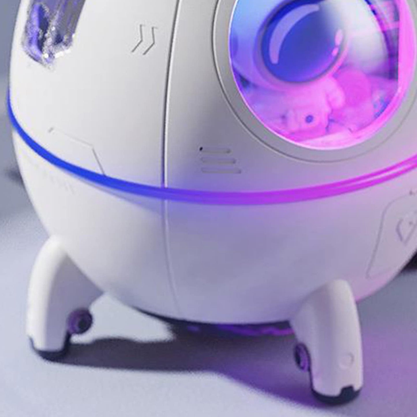 Space Capsule Humidifier, Transparent PC Silicone Mini Cute Humidifiers Portable Household Ambient Light Humidifier for Home Car Bedroom Office and Travel, DC5V/1A (White)