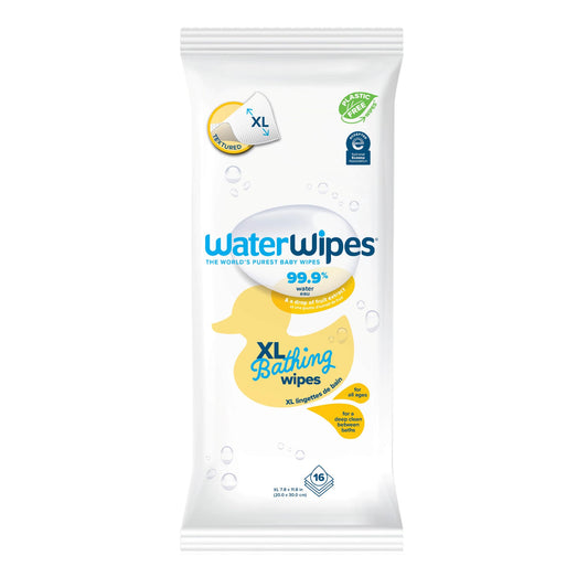 WaterWipes XL Bathing Wipes for Toddlers & Babies, 99.9% Water, 3-In-1 Cleans, Cares, Protects, Unscented & Hypoallergenic, 192 Count (12 Packs), Packaging May Vary