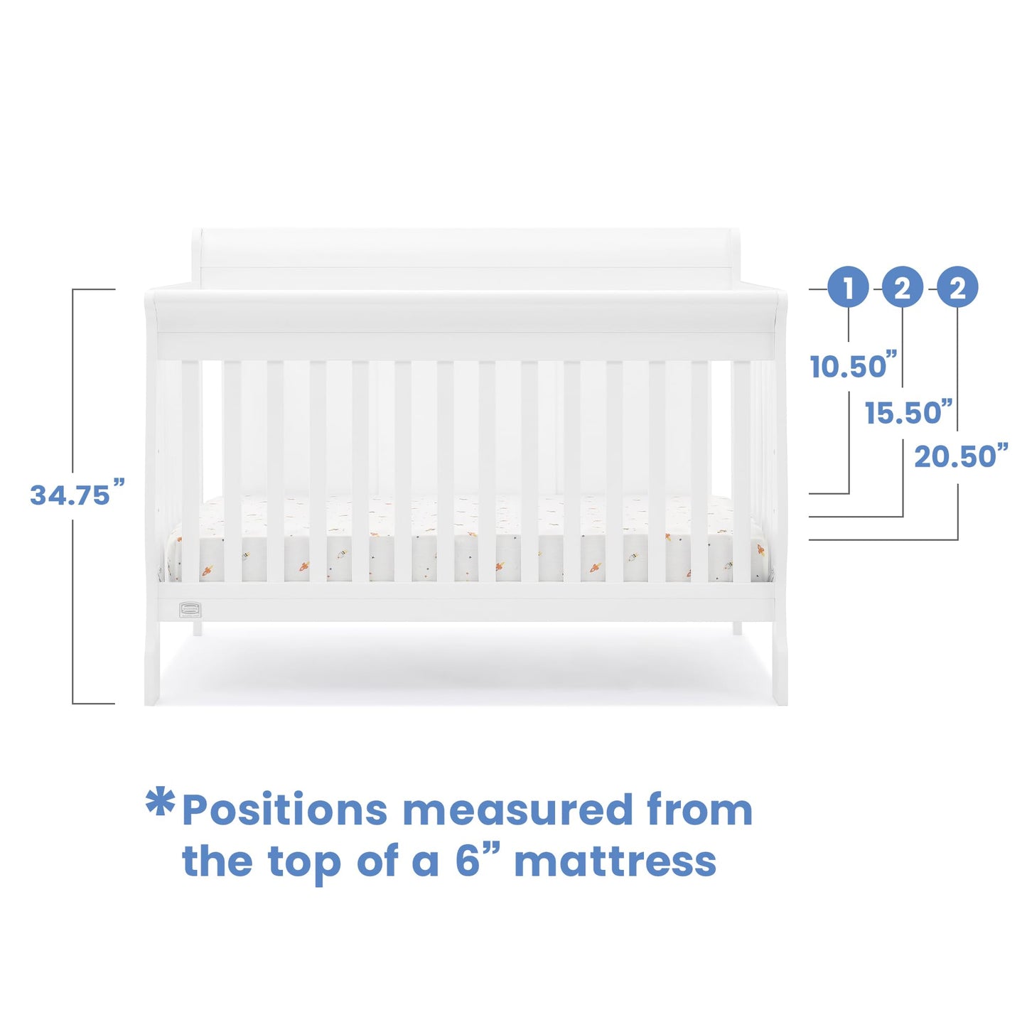 Delta Children Simmons Kids Carter 6-in-1 Convertible Crib - Greenguard Gold Certified, Black Ebony