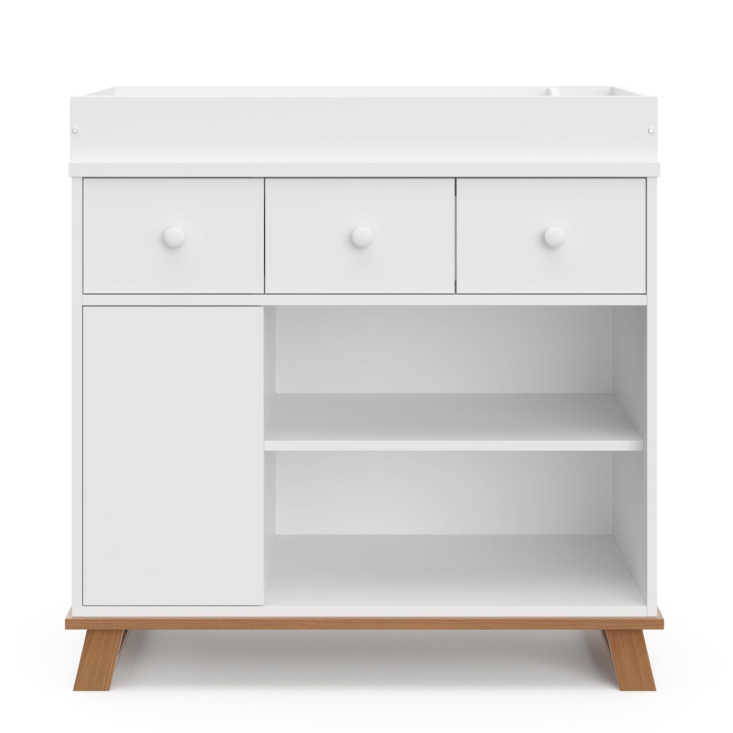Storkcraft Modern Nursery Changing Table Dresser (White with White) – GREENGUARD Gold Certified, Dresser for Nursery, Changing Table With Drawers