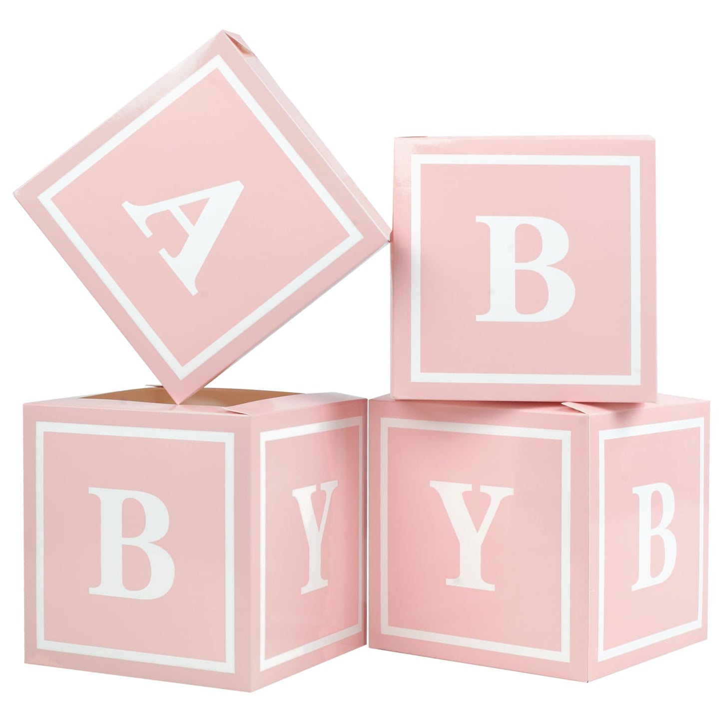 4 Pcs Baby Shower Flower Boxes Centerpieces Decoration Rose Gold Baby Block Floral Holder Centerpiece Baby In Bloom Gender Reveal Birthday Party Decors Table Display Its A Girl Its A Boy