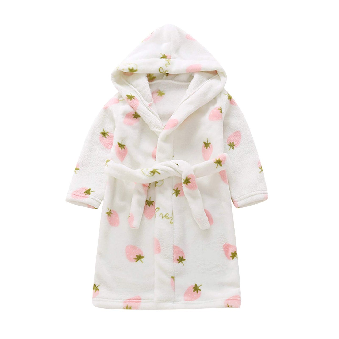 Chamarras de invierno para niños y niñas con estampado de fresa, franela de baño