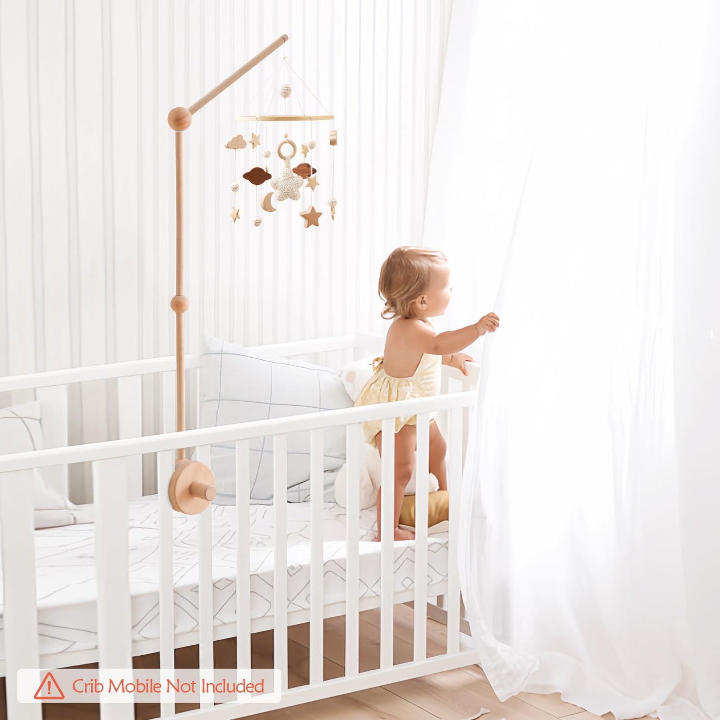 Baby Mobile for Crib Bear Cloud Crib Mobile Handmade Furry Nursery Mobile Gender Neutral Crib Toy Hanging for Nursery Decor Accessories