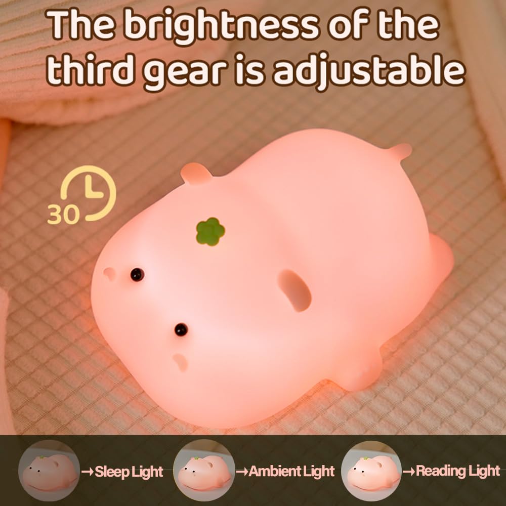 Led Cute Dog Night Light, Dimmable Nursery Puppy Kawaii Lamps, Super Squishy Silicone USB Rechargeable Touch Control Night Lamp for Kids Adults, Used for Camping Party Room Decor (Dog)