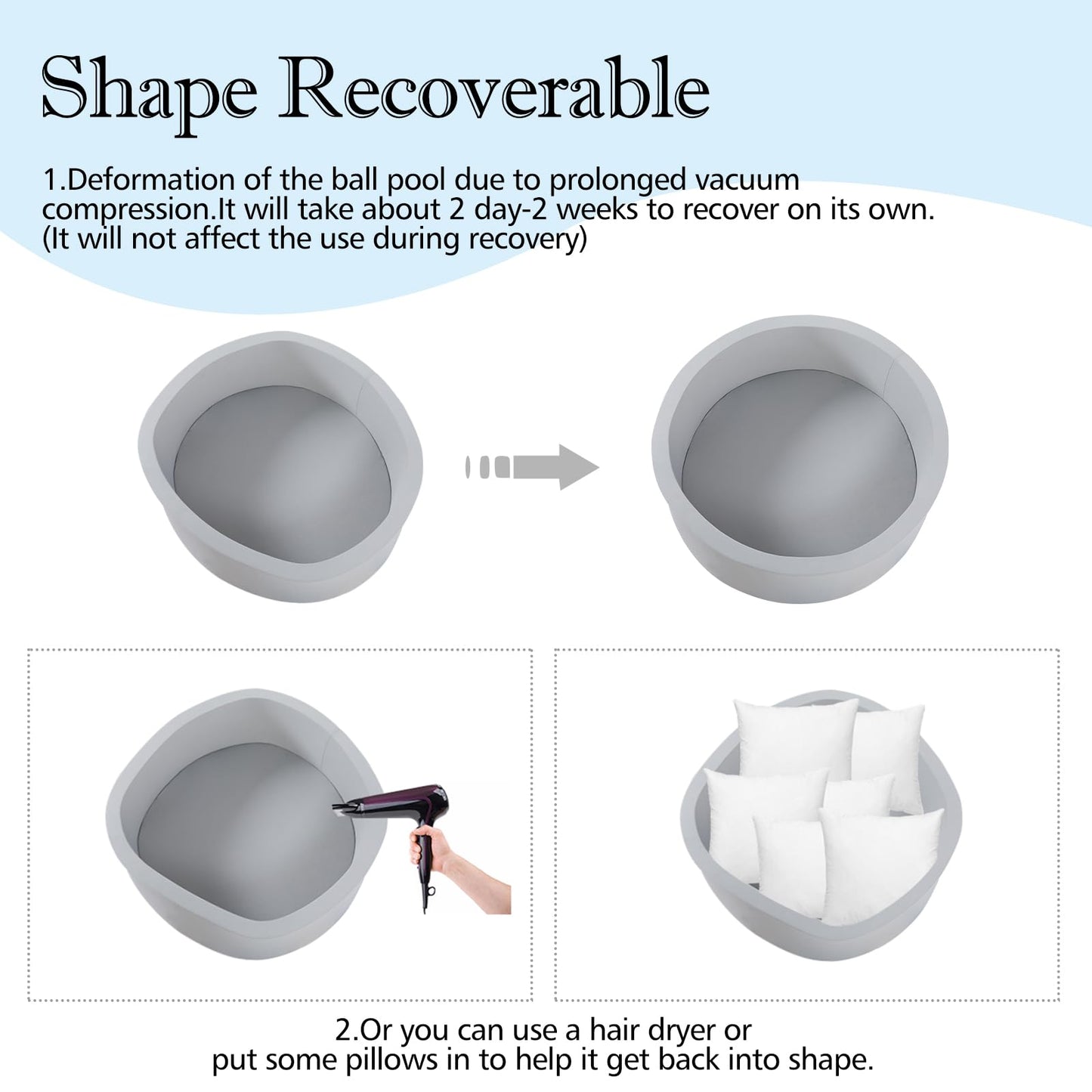 Foam Ball Pit, 47.2"x 13.8" Large Ball Pits for Toddlers, Soft Round Kiddie Baby Playpen Ball Pool for Kids, Ideal Gift for Babies Indoor and Outdoor Game, Grey, (Balls not Included)