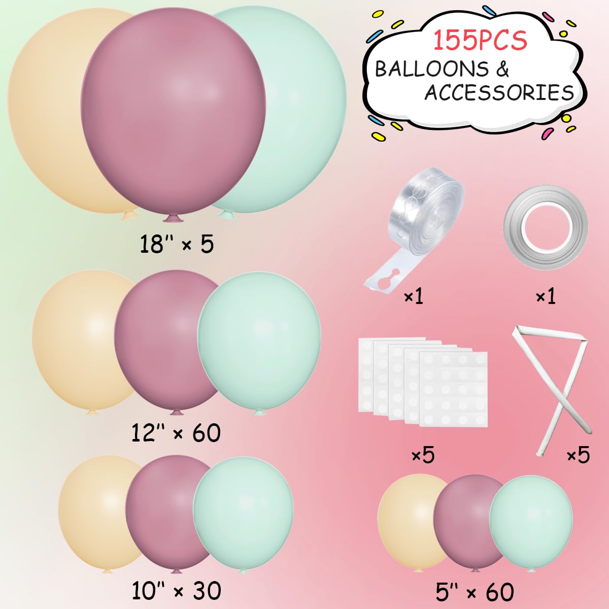 155Pcs Sage Green Arch Kit with Pea Green White Gold Balloons for Baby Shower Bridal Shower Birthday Engagement Wedding Wild One Party Decorations