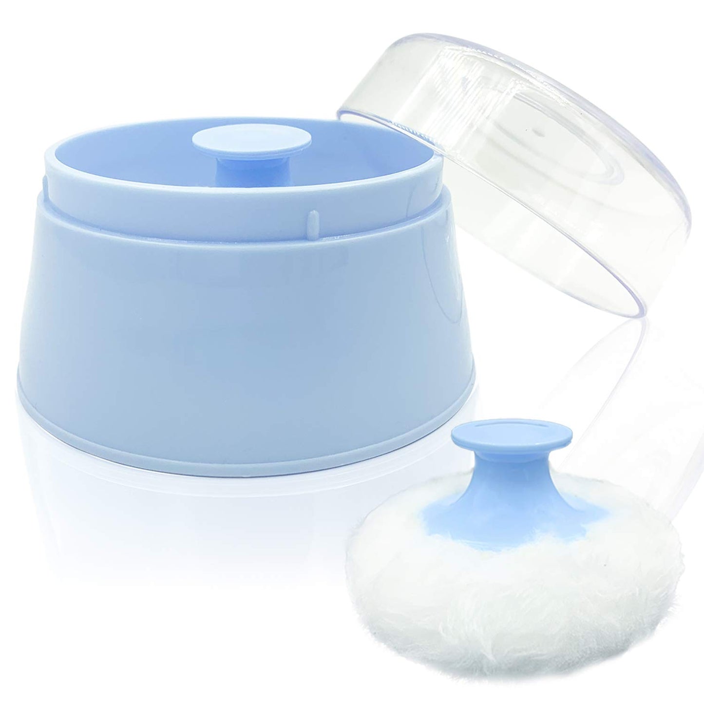 BPA Free Baby Powder Puff Box, Large 2.8" Fluffy Body After-Bath Powder Case, Baby Care Face/Body Villus Powder Puff Container, Makeup Cosmetic Talcum Powder Container with Hand Holder (Pink)