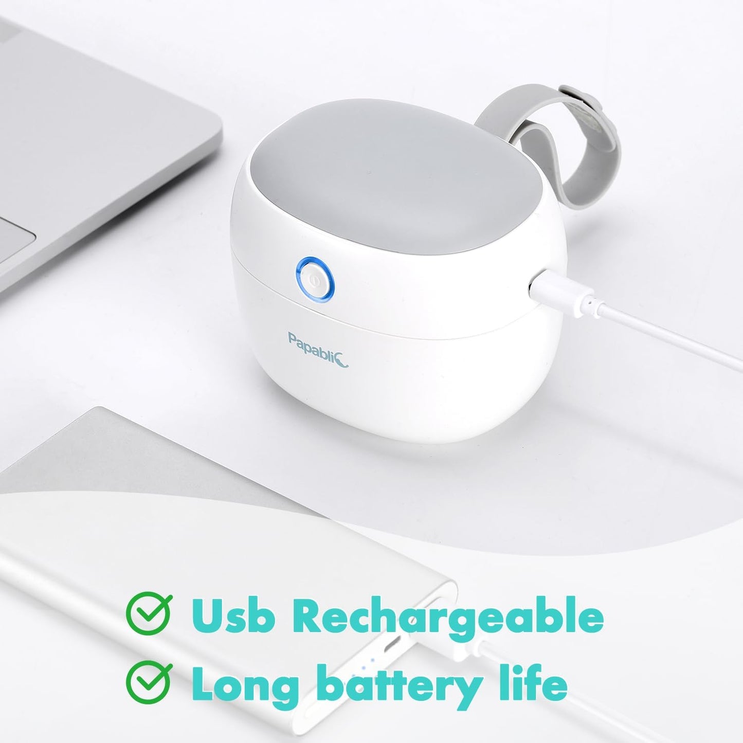 Papablic Portable Pacifier Sanitizer, UV Light Sanitizer Case for Pacifier, USB Rechargeable Mini Pacifier Sanitizer Box, 99.9% Cleaned in 59 Seconds