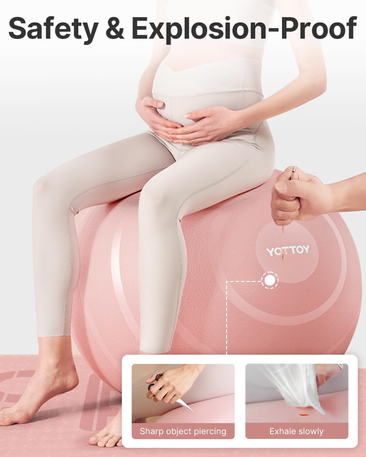 YOTTOY Anti-Burst Exercise Ball for Working Out, Yoga & Pregnancy, Extra Thick Workout Ball for Physical Therapy & Fitness