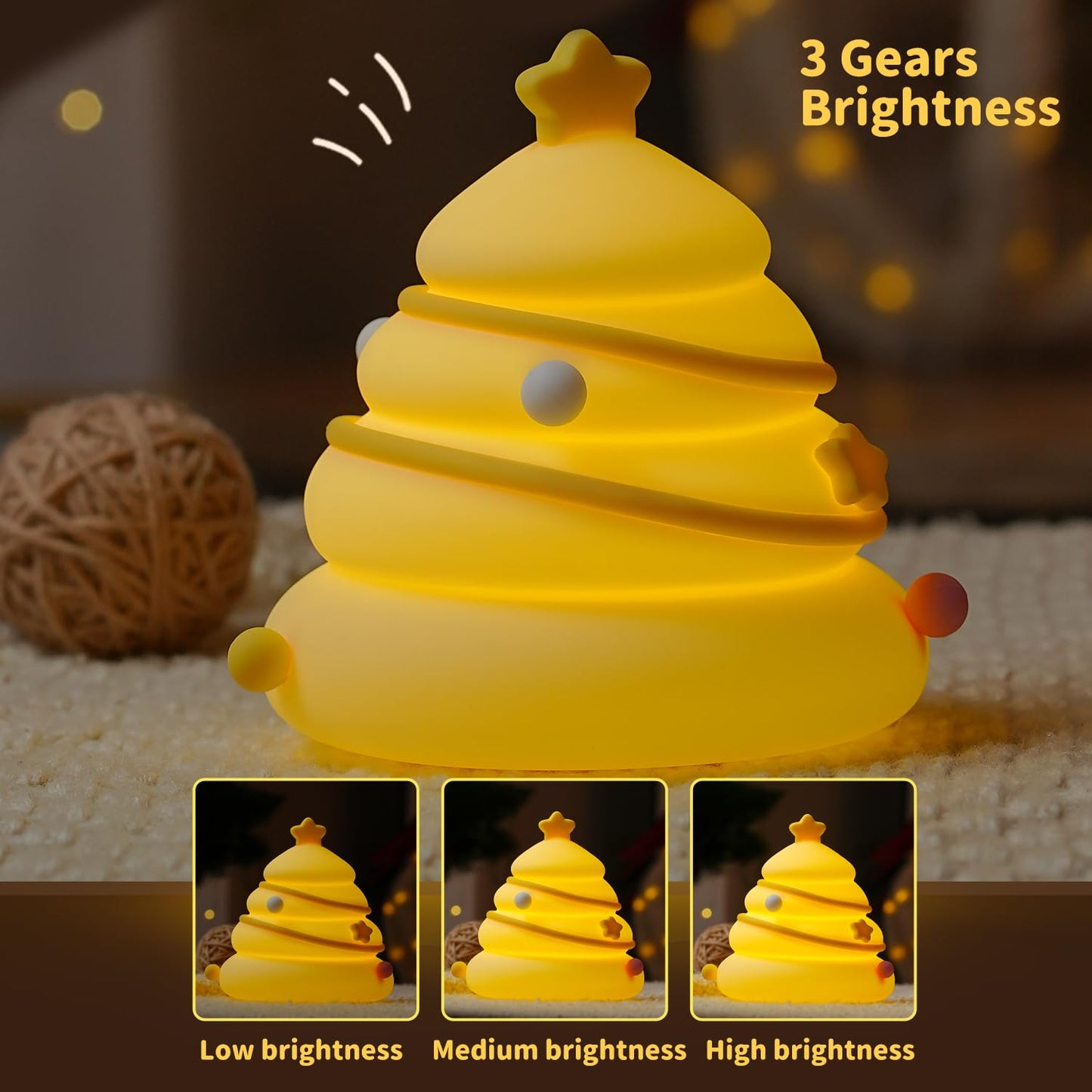 Led Cute Dog Night Light, Dimmable Nursery Puppy Kawaii Lamps, Super Squishy Silicone USB Rechargeable Touch Control Night Lamp for Kids Adults, Used for Camping Party Room Decor (Dog)