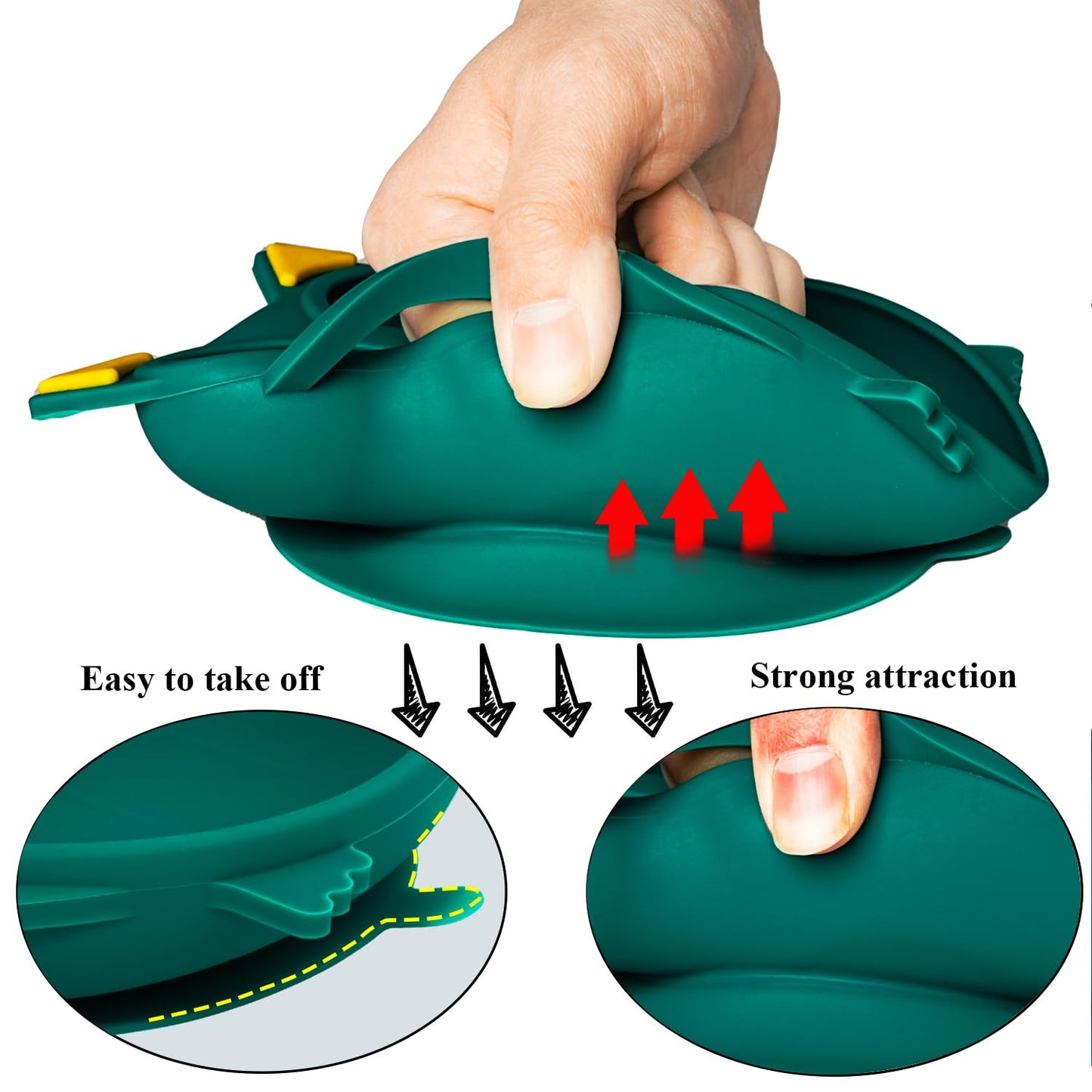 Silicone Suction Plates for Baby Toddler with Spoon Fork set Divided Dinosaurs Plates Self Feeding Training Baby Dinner Plate-Green Dinosaurs Plate Set