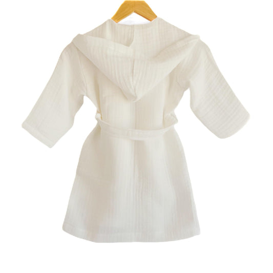 D&D Collection Kids Muslin Bathrobe Poncho, Organic Turkish Cotton Hooded Bath Towel, Premium Soft Muslin, for Girls Boys