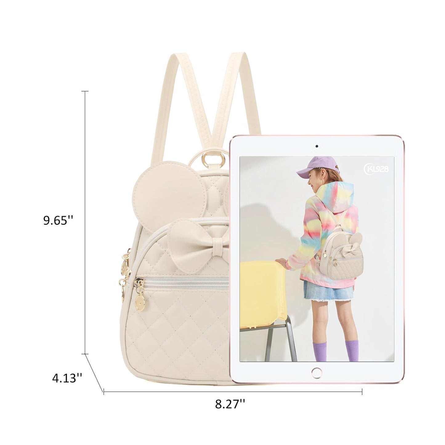 KL928 Girls Bowknot Polka Dot Cute Mini Backpack Small Daypacks Convertible Shoulder Bag Purse for Women