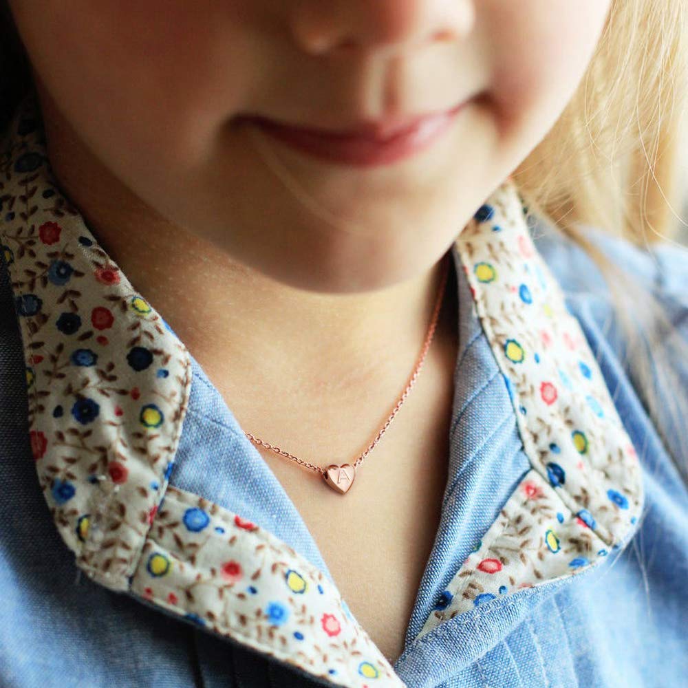 M MOOHAM Heart Initial Necklace Gifts for Girls Women, S925 Sterling Silver Tiny Letter Necklace Birthday Gift for Kids Teen Girl Jewelry