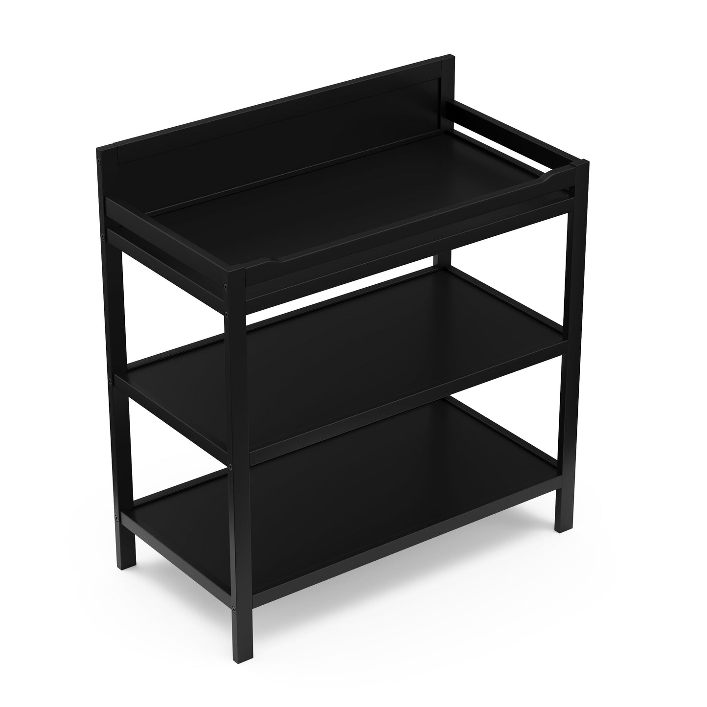 Storkcraft Alpine Changing Table (Black) – GREENGUARD Gold Certified Nursery Changing Table, Includes Water-Resistant Changing Pad, 2 Shelves for Nursery Storage and Organizing