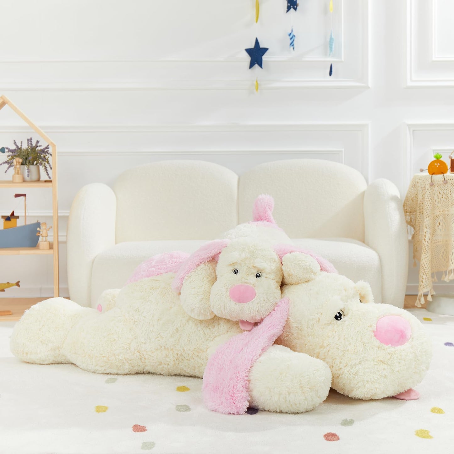 MaoGoLan 52“ Giant Stuffed Puppy Dog Animal,Ultra Soft Large Plush Soft Plush Dog Body Pillow Toy for Girls,Kids,Puppy Lover