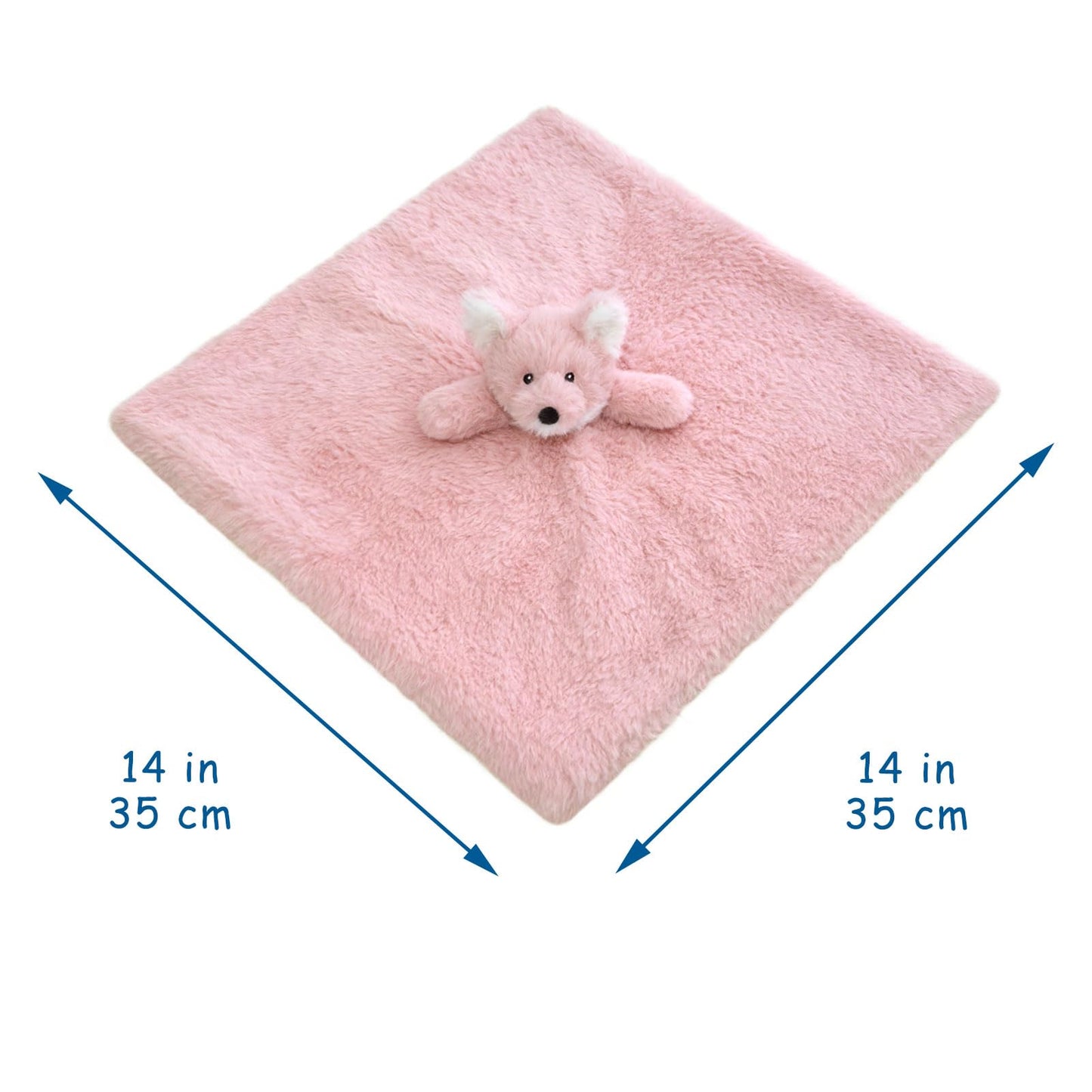 Baby Pink Fox Soft Stuffed Animal Security Blanket, Plush Fox Character Lovey Blanket, Baby Shower/Nursery Gift, Newborn Infant Toddler Snuggle Blankie for Girls Boys, 14 Inches