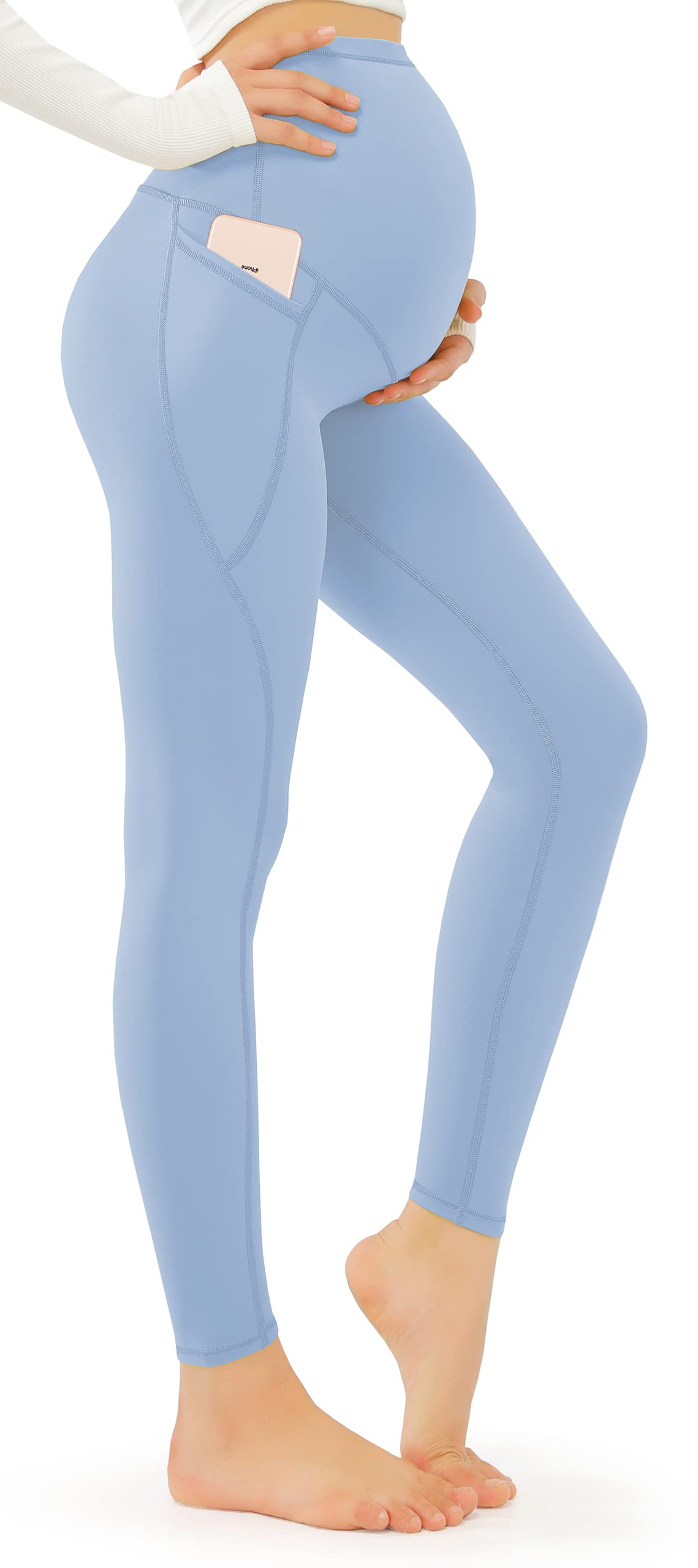 JOYSPELS Smooth Feeling Maternity Leggings Over The Belly with Pockets Workout Pregnancy Leggings