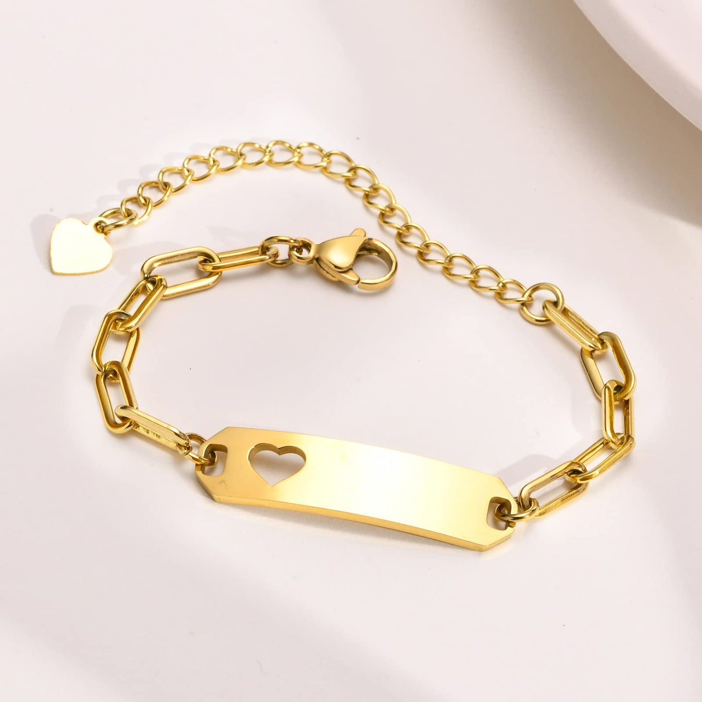 Personalized Baby Bar Bracelet : 18K Gold Plated Custom Name ID Plate Bracelet for Children Toddler from Mom, Engraved Kid Name for Daughter Son, New Born Birthday Gift,Adjustable,Nickel free