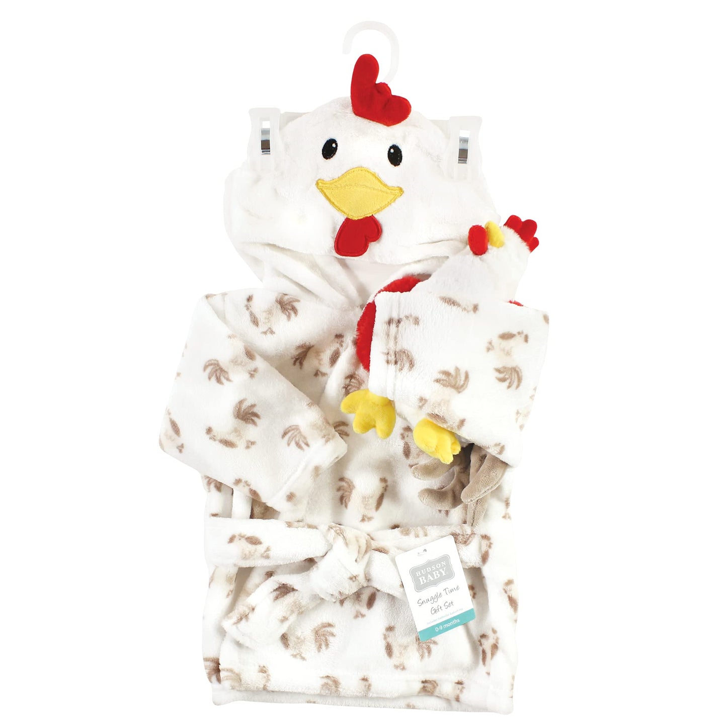 Hudson Baby Unisex Baby Plush Bathrobe and Toy Set