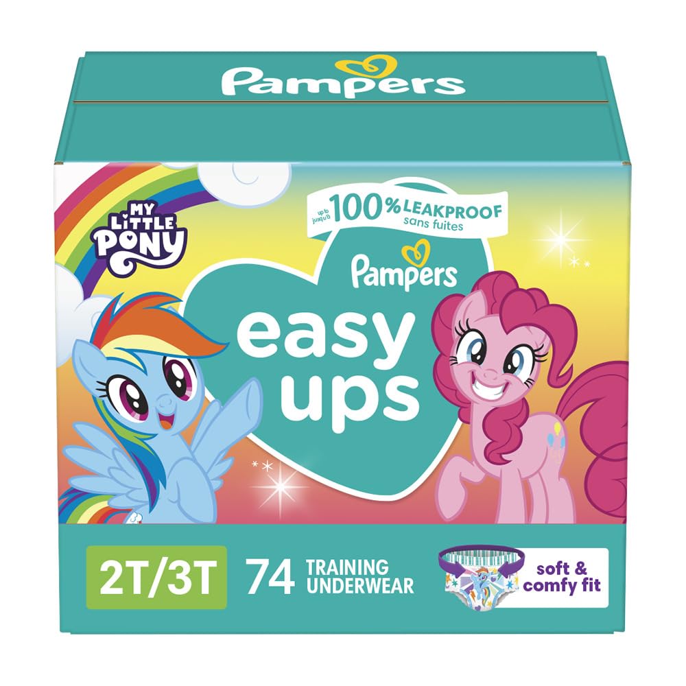Pampers Training Pants - Easy Ups Girls & Boys - Size 5T-6T, 84 Count, Easy Pull Up & Down Design, My Little Pony Potty Underwear (Packaging May Vary)