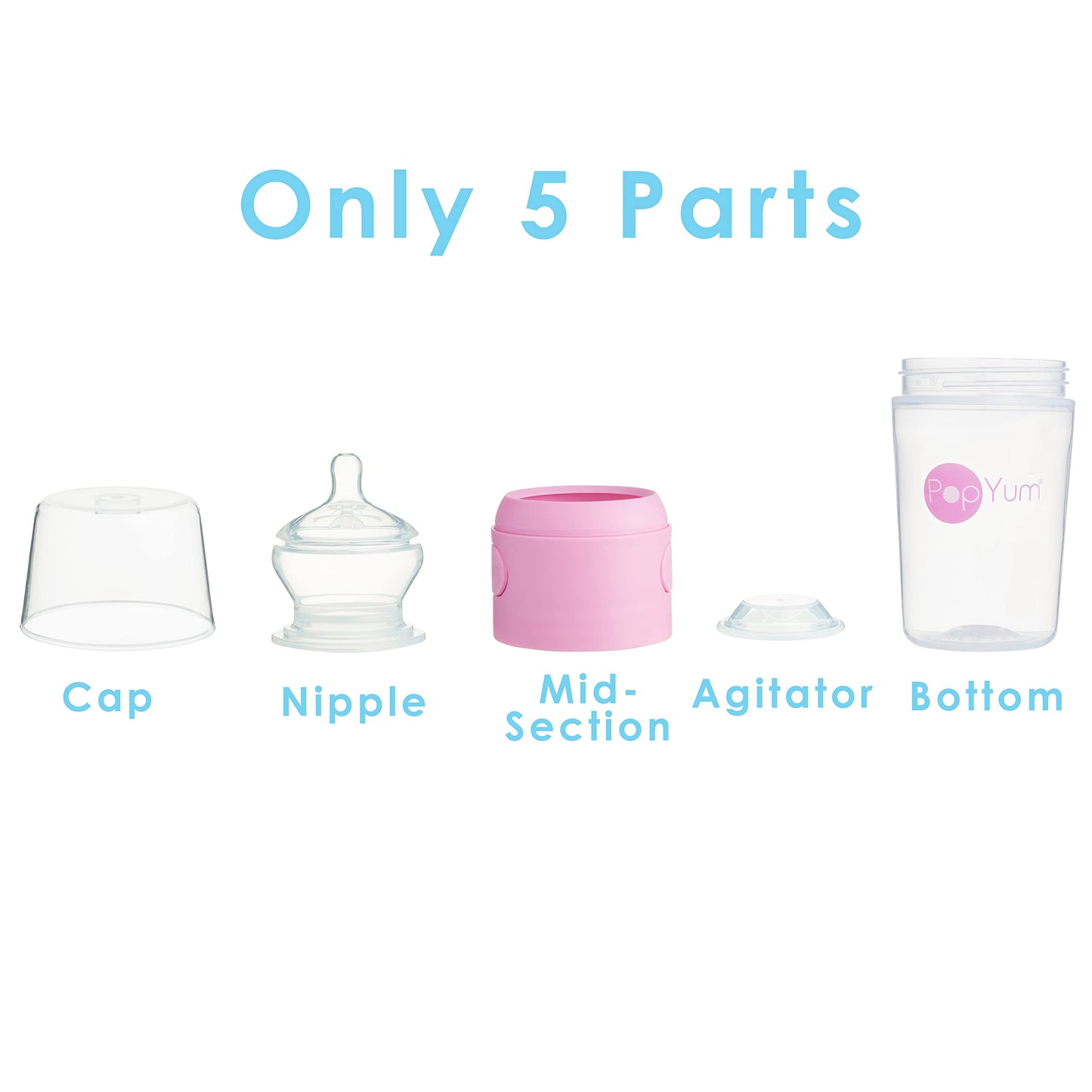 PopYum 9 oz Orange Anti-Colic Formula Making/Mixing/Dispenser Baby Bottle with #2 Medium Flow Nipple, 260 ml, BPA-Free, Natural Latch