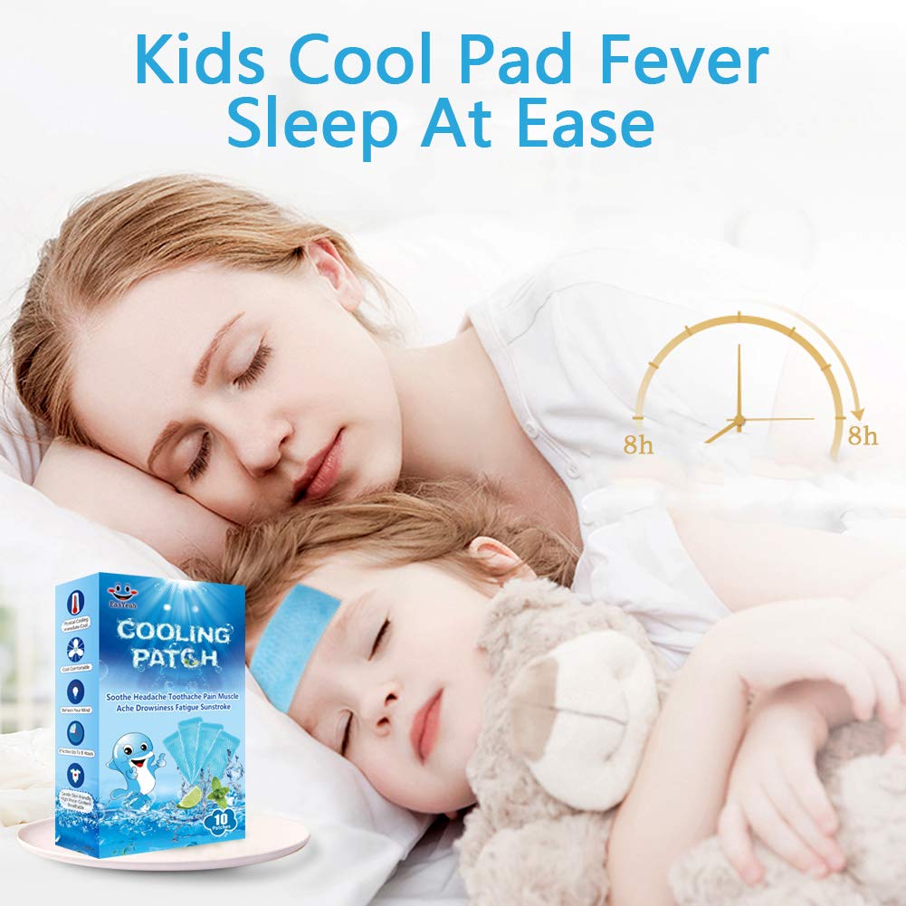 16 Sheets Baby Cool Pads for Kids Fever Discomfort & Pain Relief, Cooling Relief Fever Reducer, Soothe Headache Pain, Pack of 16