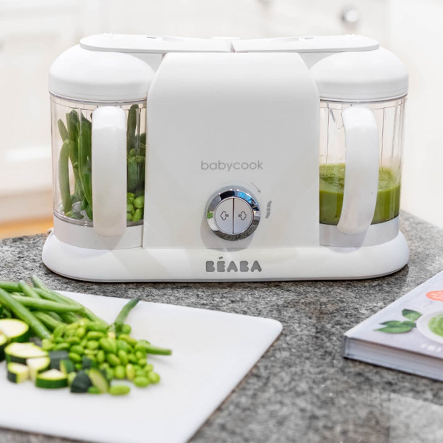 BEABA Babycook Duo 4 in 1 Baby Food Maker, Puree Steamer and Blender for Purees, Grinder with Auto Steam Cooking, Lrg 9.1 Cup Capacity, Makes 54 Servings in 20 Mins, Charcoal