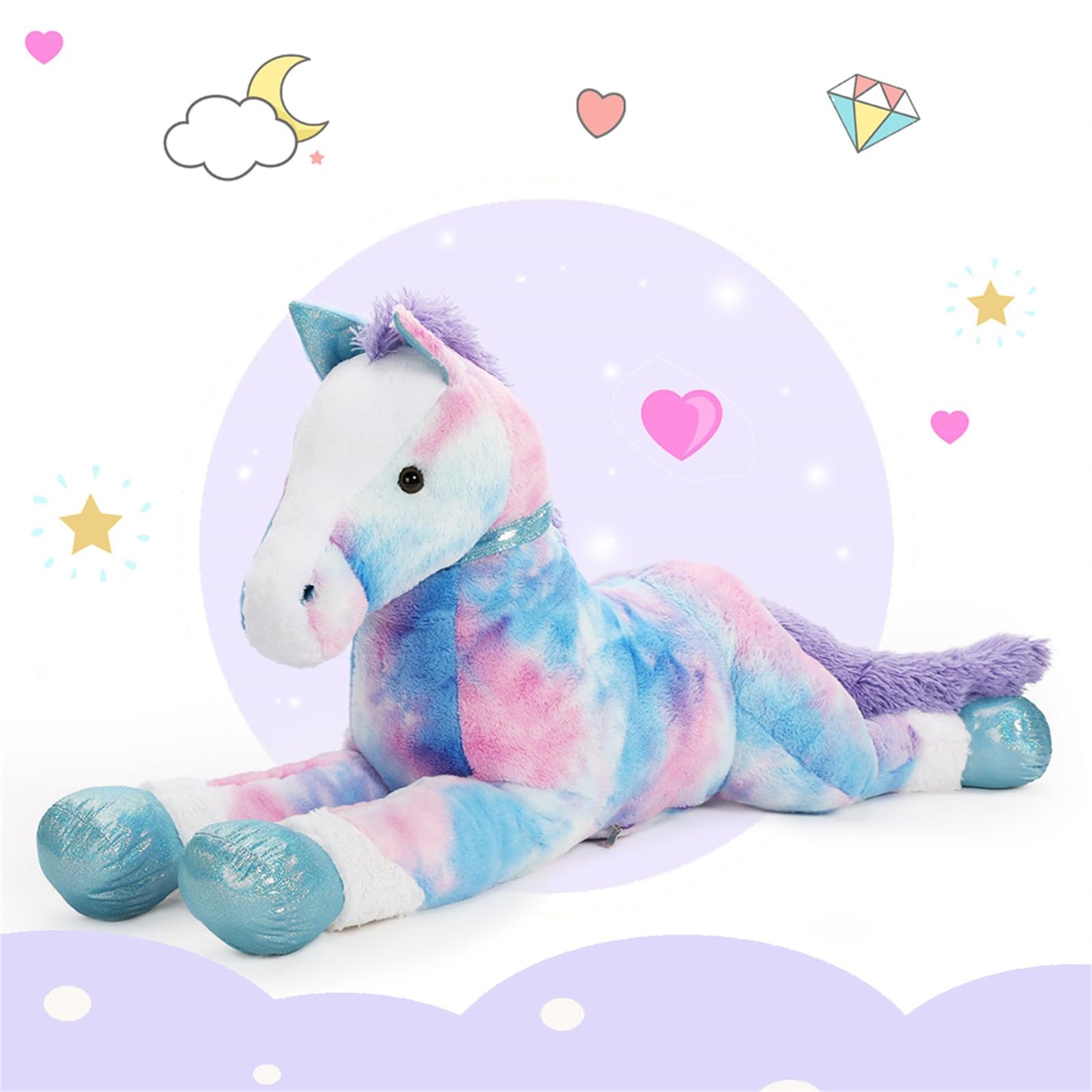 Tezituor 47 Inch Giant Horse Stuffed Animal, 4ft Realistic Chocolate Stuffed Horse Plush Toy, Hugging Soft Horse Pony Plush Pillow for Boys Girls,