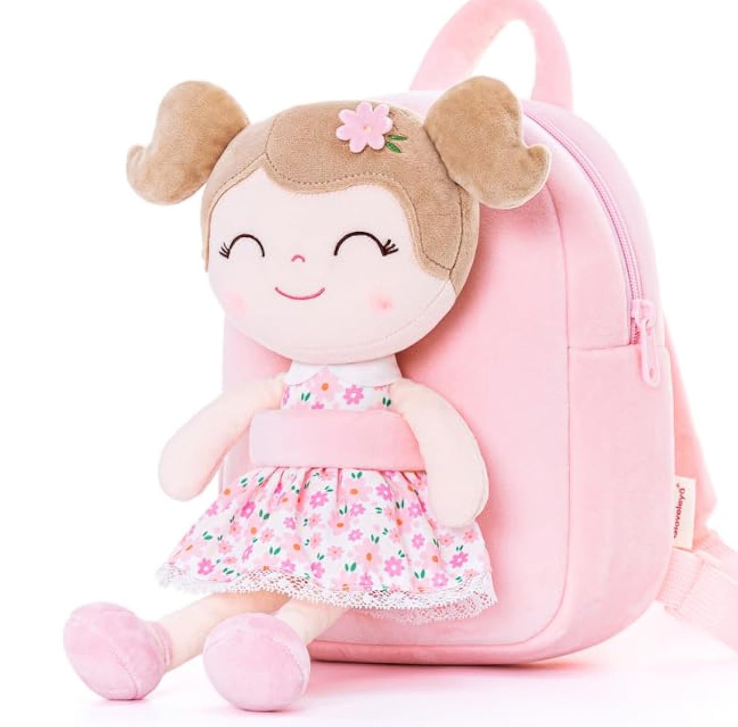 Gloveleya Toddler Backpack Baby Ballerina Girl Gifts Plush Curly Hair Ballet Backpack - Black Blonde 9 inches