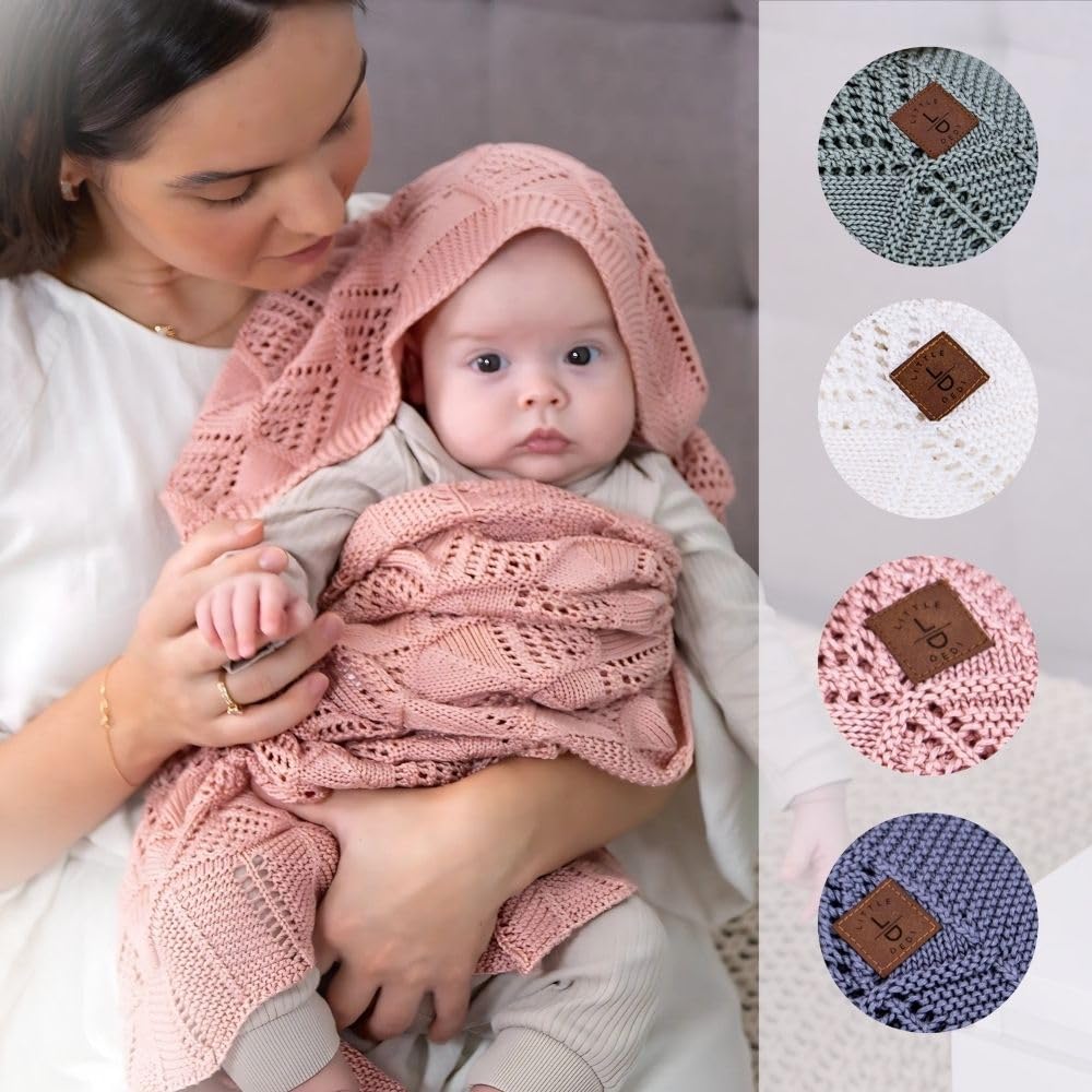 Hypoallergenic Baby Blanket - 30x40 Inches White, Oeko-TEX® Certified, Thermal-Regulating, Neutral Silky Soft Knit for Girls & Boys - Swaddle, Toddler, or Receiving Blanket