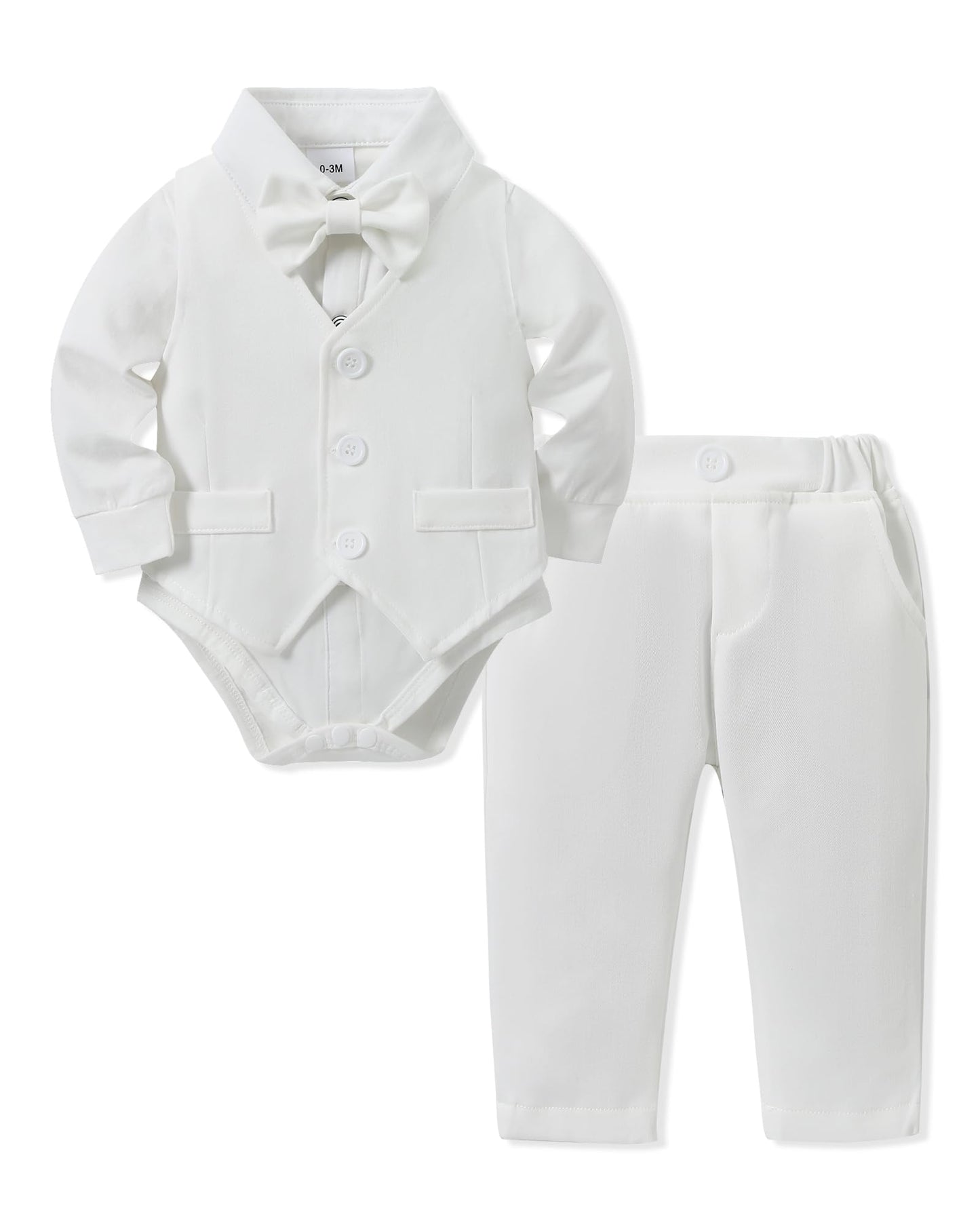 YALLET Baby Boy Clothes Suit 0-24 Months Infant Gentleman Outfits Formal Dress Shirt+Bowtie+Vest+Pants Set Baby Wedding Suits