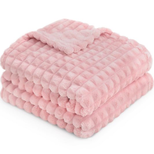 HOMRITAR Baby Blanket for Boys Girls Fleece Super Soft Plush Fuzzy Cozy Toddler Blanket with Square 3D Jacquard Grid Design Luxury Lightweight Bed Blanket for Newborn Infant Cream, 30 x 40 Inch