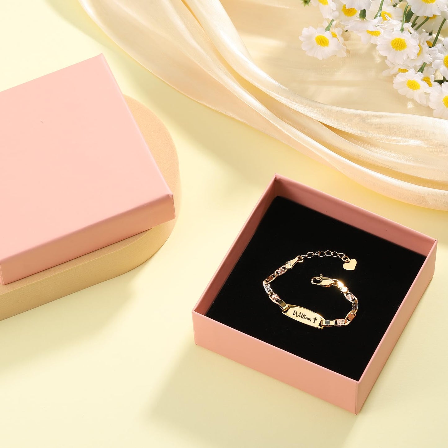 Personalized Baby Name Bracelet, 18K Gold Plated Customized Bracelets Id Protection Bracelet New Born Birthday Gift for Toddler Girls Boys