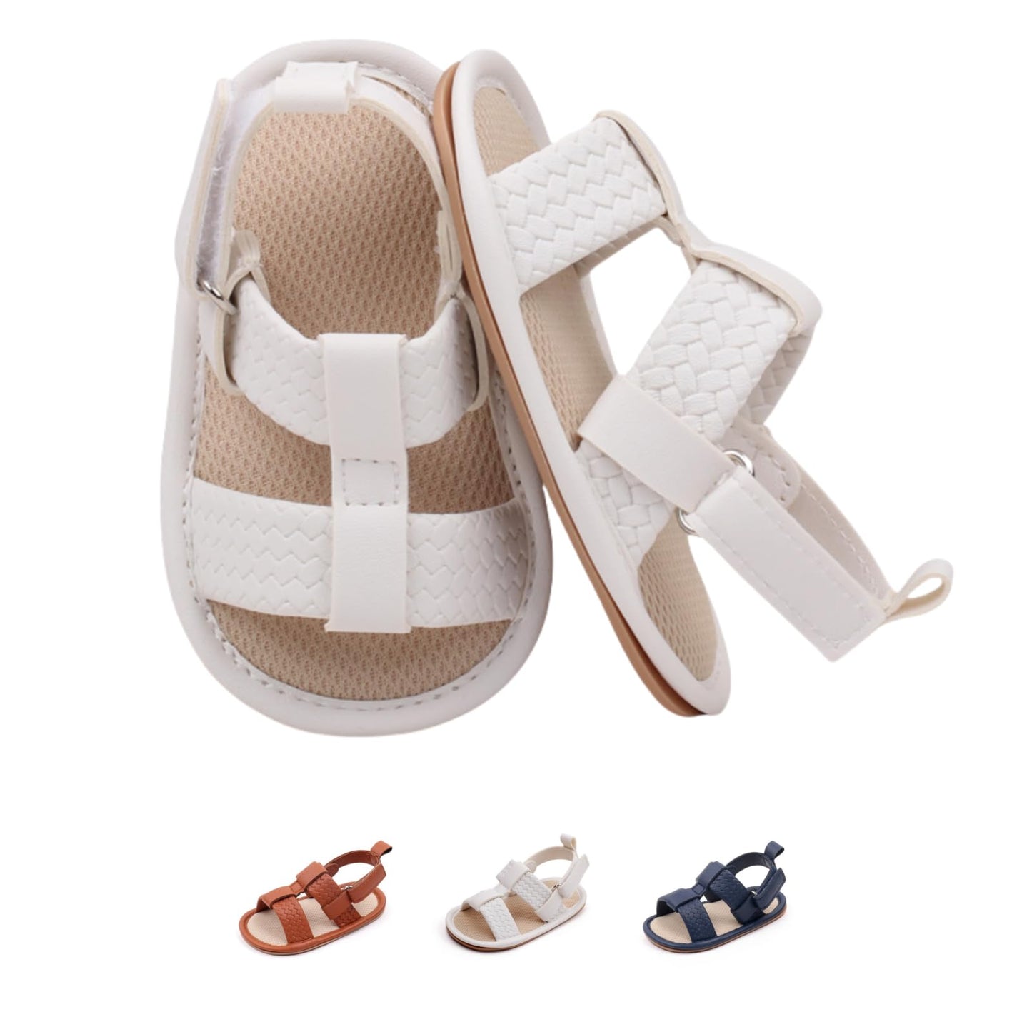 Infant Boys Girls Sandals, Summer Baby Rubber Soles Non-Slip PU Leather Sandals, Newborn Toddler Prewalker First Walking Beach Outdoor Shoes,Infant Toddler Unisex Summer Shoes for babies
