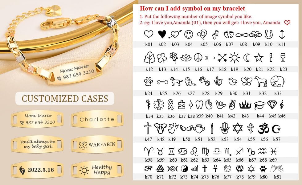 Personalized Child ID Bracelet-18K Gold Plated Tri-Color Chain Custom Name ID Plate Bar Bracelet for Children Toddler from Mom,Engraved Kid Name Customized Birthday,Back To School Gift for Daughter