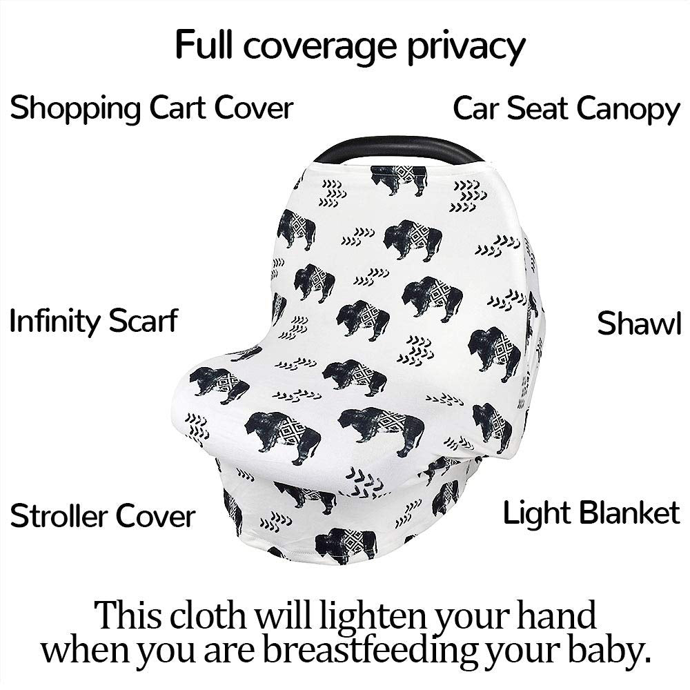 Nursing Cover Breastfeeding, Multi-use Baby CarSeat Cover Girls, Infant Stroller Car Seat Cover, Stretchy Carseat Canopy, Soft Breathable, Peony
