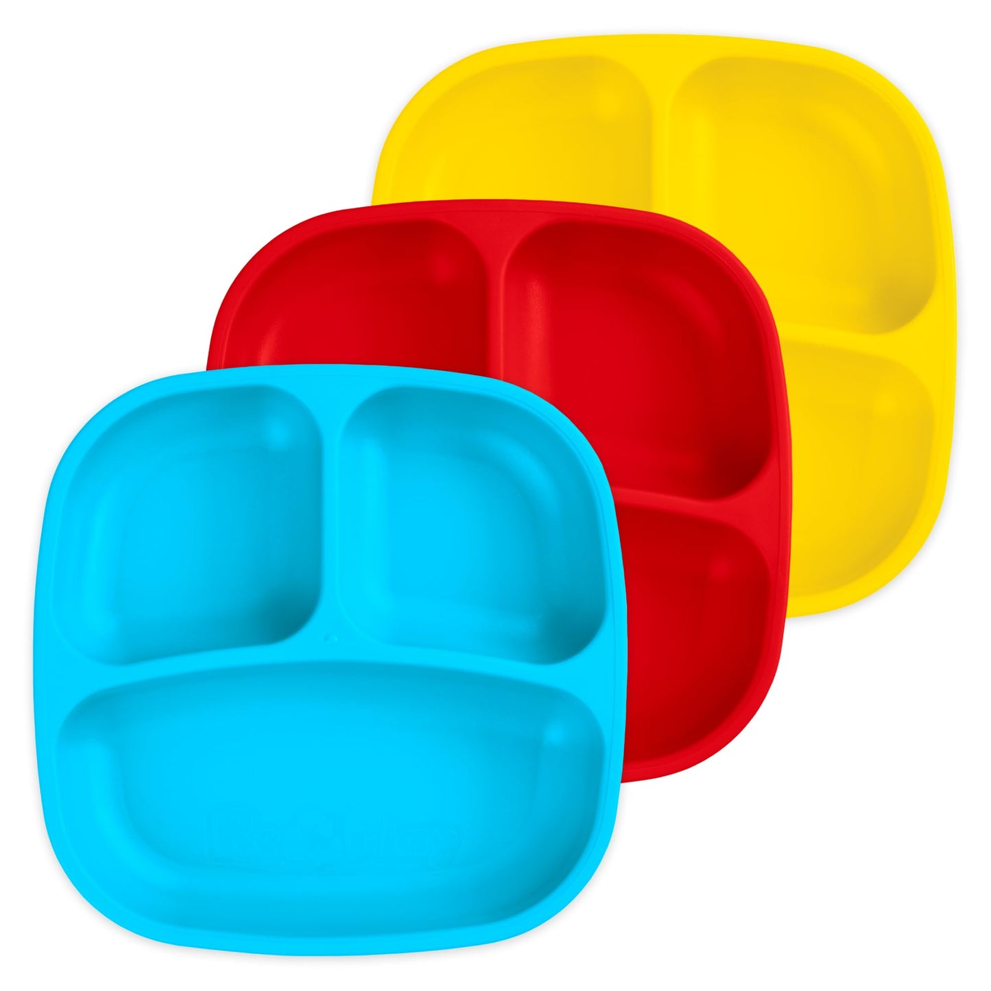 Re-Play Toddler Plates with Dividers - Deep-Walled 3 Compartments Divided Plates for Kids - Dishwasher & Microwave Safe - Made in USA - Set of 3-7.37" x 7.37" x 1.25" - Princess
