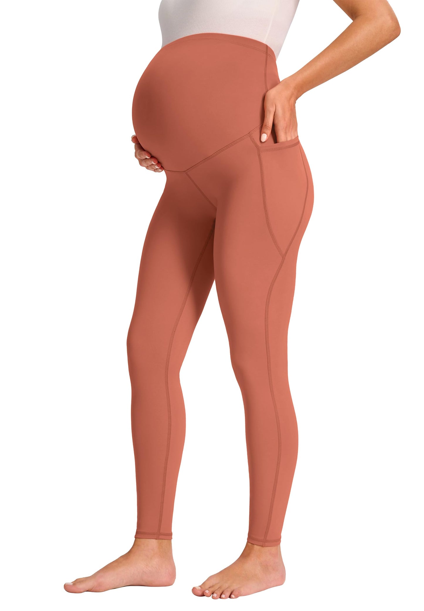 JOYSPELS Smooth Feeling Maternity Leggings Over The Belly with Pockets Workout Pregnancy Leggings