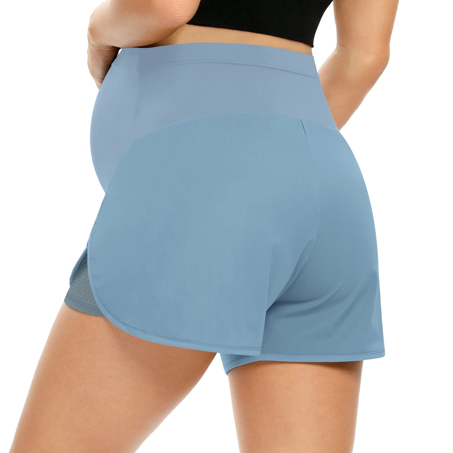 POSHGLAM Women‘s Maternity Shorts Over Belly Workout Running Casual Summer Pregnancy Shorts