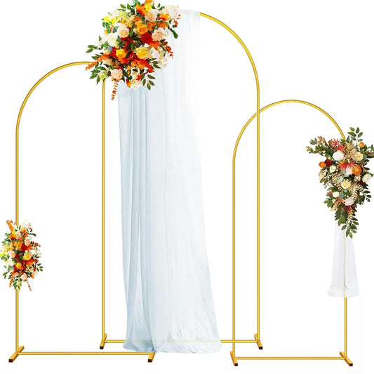 DDMY Wedding Backdrop Stand, 7.9 FT Thickened Metal Semicircular Square Base Arch, Portable Balloon Stand Kit for Ceremony, Birthday Party, Baby Shower, Christmas, New Year Decoration
