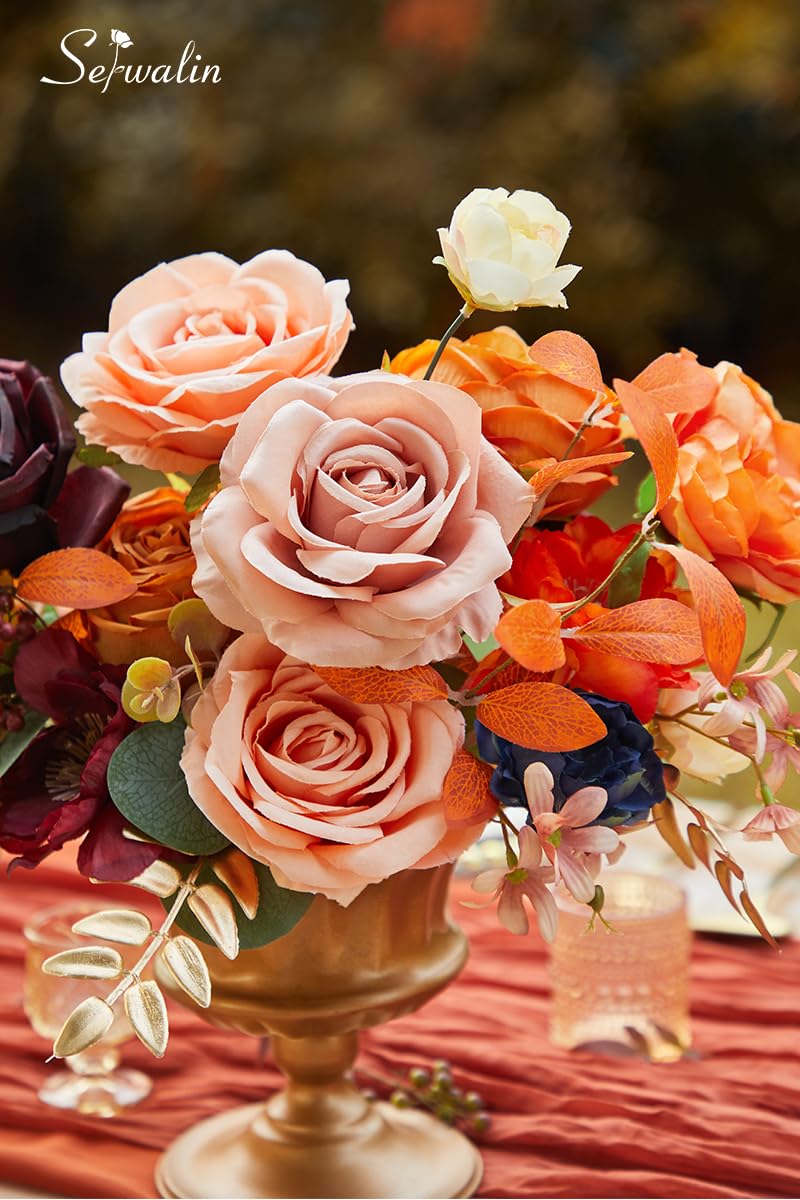 Serwalin Pink Artificial Flowers, Silk Fake Flowers for DIY Wedding Bridal Bouquets, Wedding Cake Flowers for Table Centerpieces Baby Shower Birthday Party Home Decorations