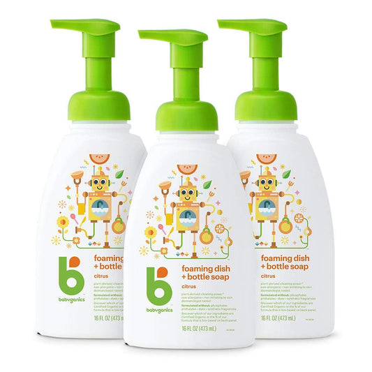 Babyganics Foaming Dish Soap, Pump Bottle, Fragrance Free, 16oz, 3 Pack