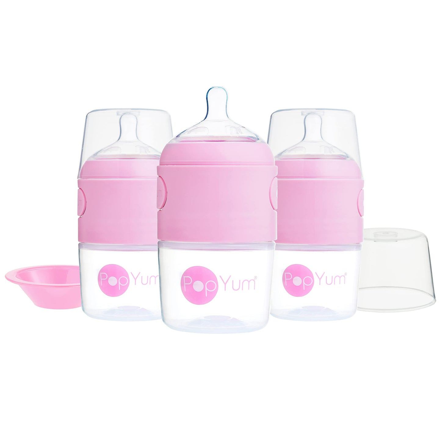 PopYum 9 oz Orange Anti-Colic Formula Making/Mixing/Dispenser Baby Bottle with #2 Medium Flow Nipple, 260 ml, BPA-Free, Natural Latch