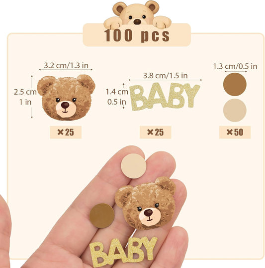 100pcs Bear Confetti Baby Shower Cream Brown We Can Bearly Wait Baby Shower Decorations Bear Table Scatter