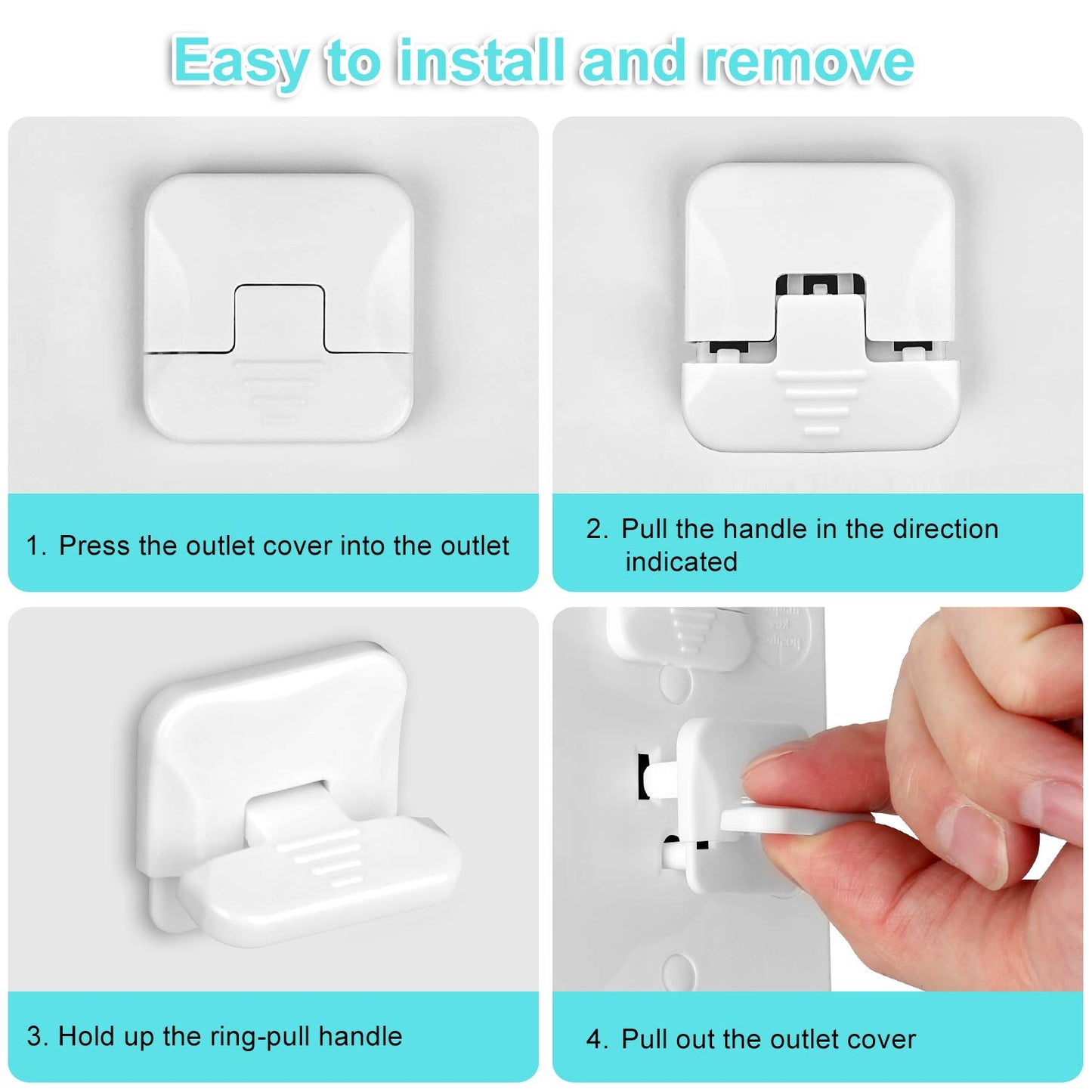 Mom's Choice Gold Awards Winner - Outlet Covers with Hidden Pull Handle Baby Proofing Plug Covers (45 Pack) 3-Prong Child Safety Socket Covers Electrical Outlet Protectors Kid Proof Outlet Cap