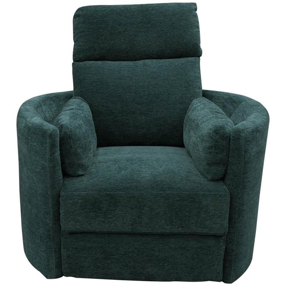 Pemberly Row Contemporary Fabric Swivel Glider Recliner in Ivory