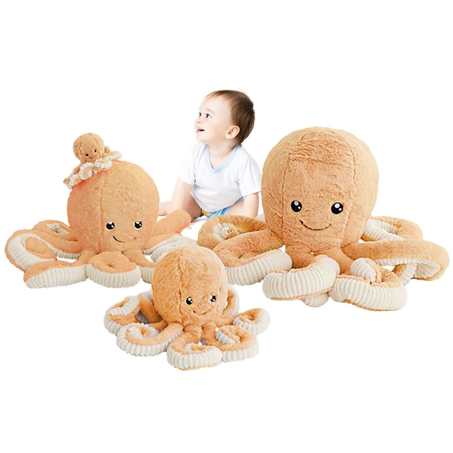 DENTRUN Octopus Stuffed Animals, Giant Octopus Plush Doll Play Toys for Kids Girls Boys Adults Birthday Xmas Halloween Present Stuffed Sea Animals Plushie, 7/16/24/32 Inches, 5 Colors
