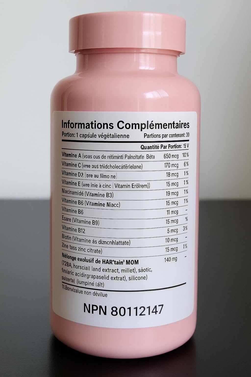 HAIRtamin MOM Vegan Prenatal & Postnatal Multivitamin Supplement & Hair Vitamin Pregnancy, Postpartum, Breastfeeding Probiotic One-a-Day Hair Vitamins with Biotin, Zinc, Iron (30 Counts)
