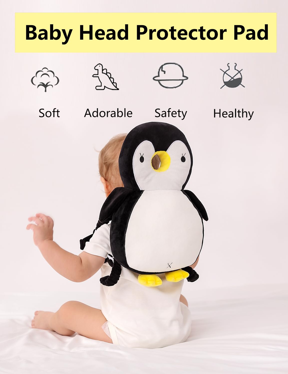 JunNeng Baby Head Protector Backpack, Toddler Walking Fall Head Protection, Pink Butterfly